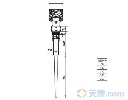 棒式雷達(dá)物位計外型尺寸圖